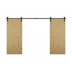 Mockett SDH3-90 Barn Door Hardware Double Sliding Doors, Black