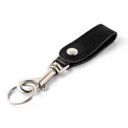 Key-Bak 0306-139 Bolt Snap Key Ring with Detachable Leather Strap, Nickel-Plated