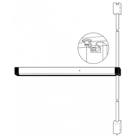 Adams Rite 8233TLRA36B628 Series Narrow Stile Surface Vertical Rod Exit Device