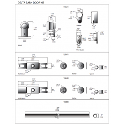 AHI 15021W Accessories for Wood Panel Set For Delta Series Barn Door System