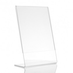 Alpine 639 Clear Acrylic, Slant-Back, Side insert, Tabletop Sign Holder