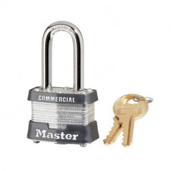 Master Lock 3LFKA, 320-525, 1-9/16 Wide Laminated Steel Padlock With 1-1/2" Shackle