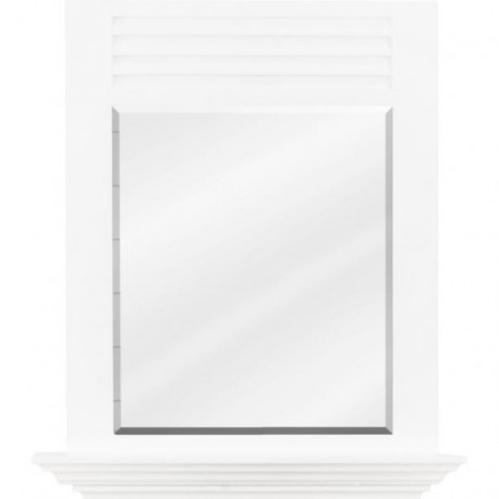 Hardware Resources MIR107 Lindley 25 1/2" x 30" White Mirror with 4" Shelf and Beveled Glass