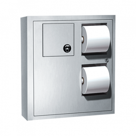 ASI 04833 Toilet Tissue Dispenser W/ Napkin Disposal & Collar For Surface Mounting