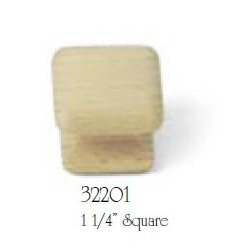 Laurey 32201 1 1/4" Au Natural Wood Square Knob