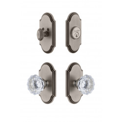 Grandeur Arc Plate w/ Fontainebleau Crystal Knob & Matching Deadbolt