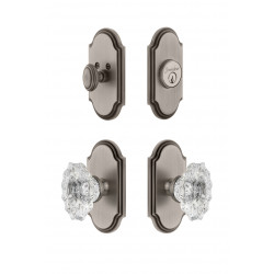 Grandeur Arc Plate w/ Biarritz Crystal Knob & Matching Deadbolt