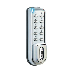 Codelocks KL1200 Series Heavy Duty Cabinet Lock - Kit with Spindle to fit 1/4" - 1" Thick Door, Finish-Silver Grey