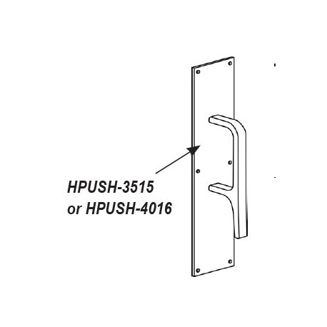Cal Royal HPUSH-3515 / HPUSH-4016 Modern Hospital Double Pull Arm with Push Plate for Touchless Entry