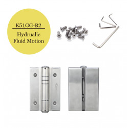 Waterson K51GG-B2 Hydraulic Hybrid Glass Door Hinges Stainless Steel - Glass to Glass  2 Pack