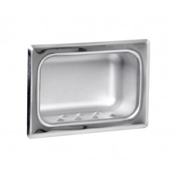 AJW UX80 Bright Chrome Recessed Soap Dish-with Grab Bar