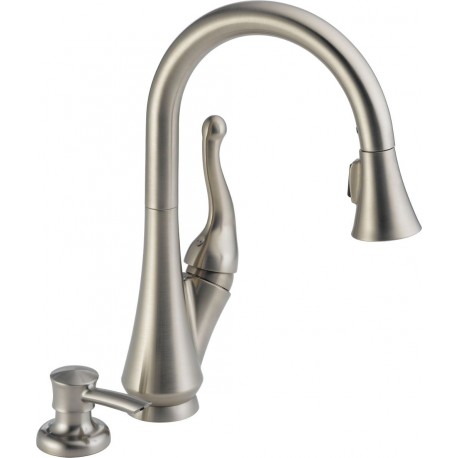 Delta 16968-SSSD-DST Single Handle Pull-Down Kitchen Faucet with Soap Dispenser in Stainless Talbott™