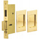 Omnia 7036 Series Pocket Door Lock with Modern Rectangular Trim