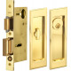 Omnia 7037 Series Pocket Door Lock with Modern Rectangular Trim