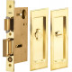 Omnia 7037 Series Pocket Door Lock with Modern Rectangular Trim