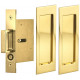 Omnia 7035/N Passage Pocket Door Lock w/ Modern Rectangular Trim featuring Mortise Edge Pull