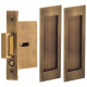 Omnia 7035/N Passage Pocket Door Lock w/ Modern Rectangular Trim featuring Mortise Edge Pull