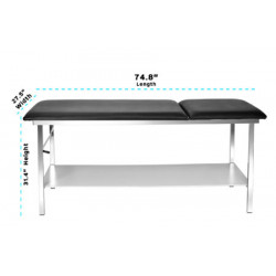 AdirMed 996-02 Black Adjustable Exam Table with Wooden Shelf and Paper Dispenser