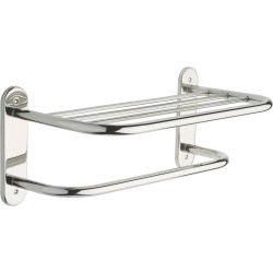 Delta 43618-ST 18" Stainless Steel Towel Shelf with One Bar, Exposed Mounting in Bright Stainless - Chrome appearance