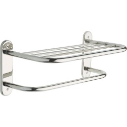 Delta 43618-ST 18" Stainless Steel Towel Shelf with One Bar, Exposed Mounting in Bright Stainless - Chrome appearance