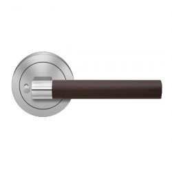 Karcher Design UER45L  Lever sets "Madeira with leather" for pre-bored door(2 1/8"), Satin stainless steel