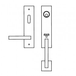 Karcher Design UETM 'Cyprus' Lever/Grip Entrance Set With American Mortise Lock, For Custom Bored Door, Satin Stainless Steel