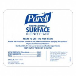 GOJO PURELL LBL-4342-6CTSHEET Professional Surface Disinfectant - Bottle Label