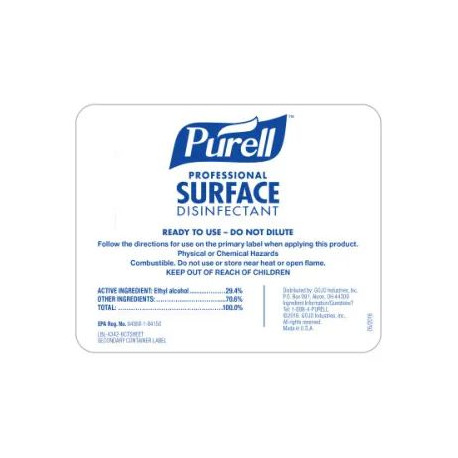 GOJO PURELL LBL-4342-6CTSHEET Professional Surface Disinfectant - Bottle Label