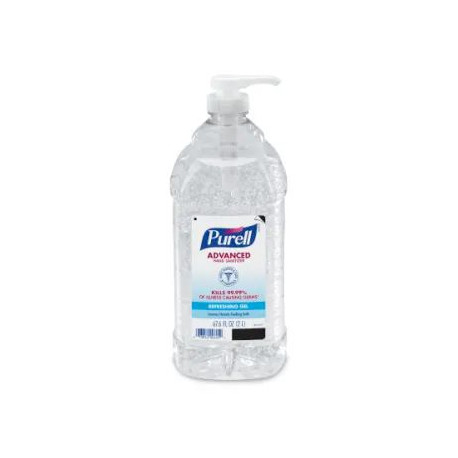 GOJO PURELL 9625-04 Advanced Hand Sanitizer Refreshing Gel- 2 Liter Pump Bottle, 4 Pack