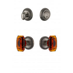 Grandeur Newport Rosette w/ Amber Baguette Crystal Knob & Matching Deadbolt