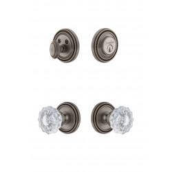 Grandeur Soleil Plate w/ Versailles Crystal Knob & Matching Deadbolt