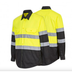Portwest E066 Two Tone ANSI Long Sleeve Work Shirt, Yellow/Black
