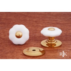 RKI CK 321 Flowery Porcelain Knob with Brass Tip, White & Polished Brass