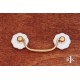 RKI CP 353 Porcelain Plain Flower Ends Bail Pull in Polished Brass