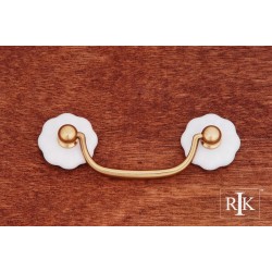 RKI CP 353 Porcelain Plain Flower Ends Bail Pull in Polished Brass