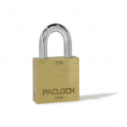 Paclock 250 Standard Rekeyable Heavy Duty Brass Padlock, 3/8" Shackle Dia.