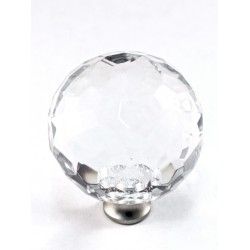 Cal Crystal M40 Crystal Cabinet Knob w/ Solid Brass Base, Round, 1-1/2"