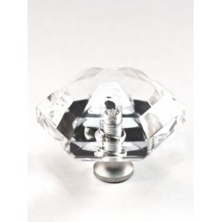 Cal Crystal M41 Crystal Cabinet Knob w/ Solid Brass Base, Hexagon, 1-1/2"