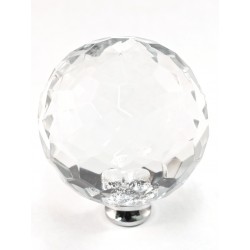 Cal Crystal M45 Crystal Cabinet Knob w/ Solid Brass Base, Round, 1-3/4"