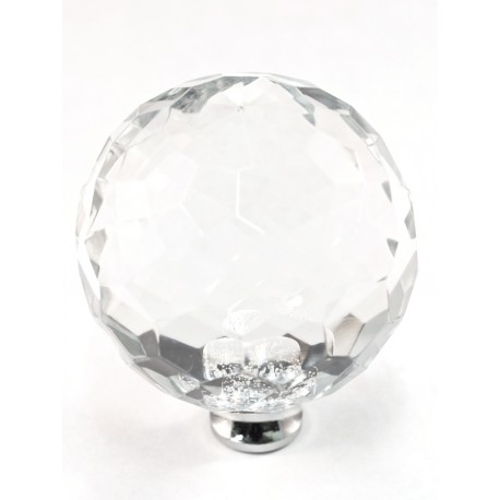 Cal Crystal M45 Crystal Cabinet Knob w/ Solid Brass Base, Round, 1-3/4"