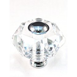 Cal Crystal M50 Crystal Cabinet Knob w/ Solid Brass Base, Hexagon, 1-3/4"