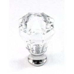 Cal Crystal M13/23 Crystal Cabinet Knob w/ Solid Brass Base, Octagon, 7/8"