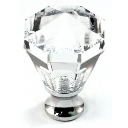 Cal Crystal M13/27 Crystal Cabinet Knob w/ Solid Brass Base, Octagon, 1-1/16"