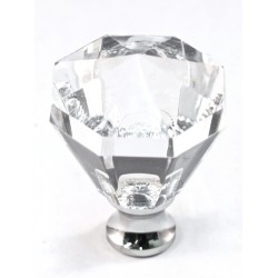 Cal Crystal M13/32 Crystal Cabinet Knob w/ Solid Brass Base, Octagon, 1-1/4"