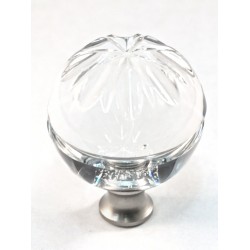 Cal Crystal M1114 Crystal Cabinet Knob w/ Solid Brass Base, Round, 1-3/8"
