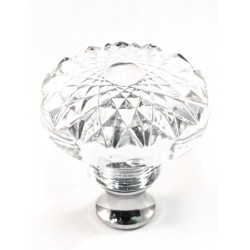 Cal Crystal M993 Crystal Cabinet Knob w/ Solid Brass Base, Round, 1-3/8"