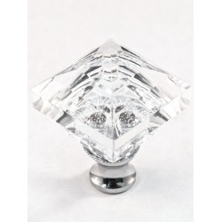 Cal Crystal M995 Crystal Cabinet Knob w/ Solid Brass Base, Square, 1-1/4"