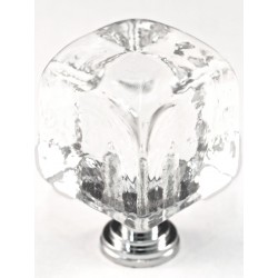 Cal Crystal ARTX CLC Art X Clear Cube Glass Knob w/ Solid Brass Base, 1-1/4" x 1-1/4"