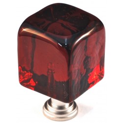 Cal Crystal ARTX CLR Art X Red Cube Glass Knob w/ Solid Brass Base, 1-1/4" x 1-1/4"