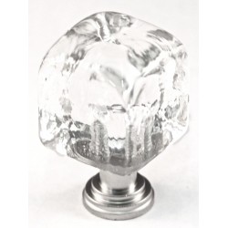 Cal Crystal ARTX CSC Art X Clear Cube Glass Knob w/ Solid Brass Base, 1" x 1"